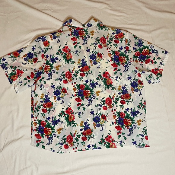 Vintage Autumn floral pattern short sleeve blouse - Picture 7 of 12